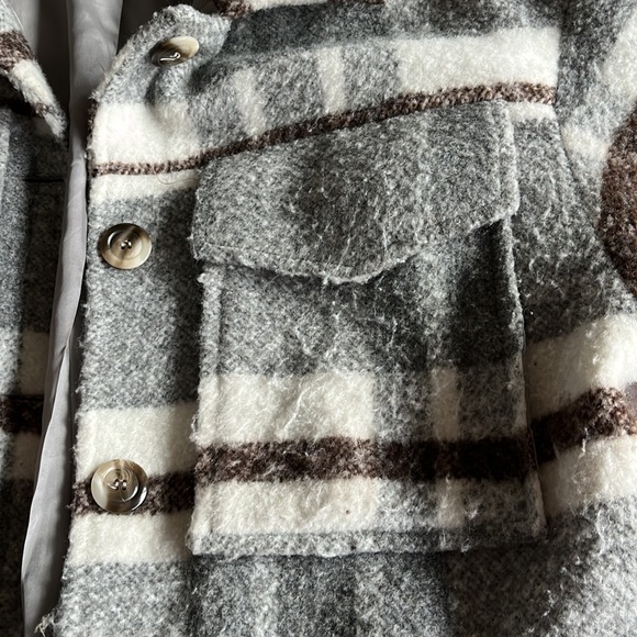 Oversized Plaid Coat NAVY PARIS Made in France Sz S/M 💫 - Picture 5 of 9